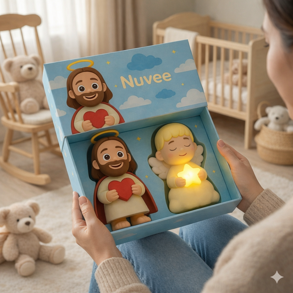 Kit Especial: Meu Primeiro Jesus + Luminária anjinho da guarda.